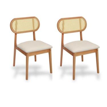 Imagem de Kit 2 Cadeiras Madeira Maciça Encosto de Telinha de Rattan Lima - Gamm