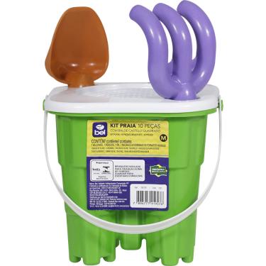 Imagem de Kit Baldinho de Praia Castelinho com 10 Peças Cores Sortidas (M) Bel