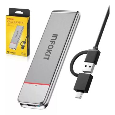 Imagem de Case SSD Infokit Adaptador SATA PCI M2 NVMe NV1 NV2 USB 3.1 Type-C 10Gb