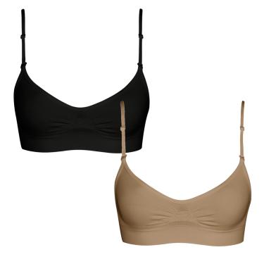 Imagem de Kit 2 Tops Selene Regulável Sem Costura Feminino - Preto e Chocolate