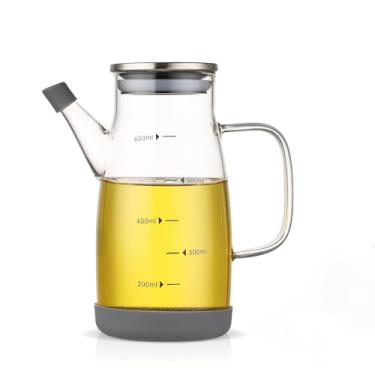Imagem de HOYUANSU Garrafa dispensadora de óleo de vidro - Garrafa de azeite de oliva de vidro para cozinha, garrafas de óleo de cozinha de vidro borossilicato de boca larga com tampa e alça (600 ml)