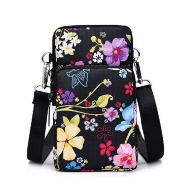 Imagem de Bolsa transversal para celular feminina, bolsa de ombro pequena com vários bolsos, mini carteira para celular, bolsa de compras, Floral-m, Moderno