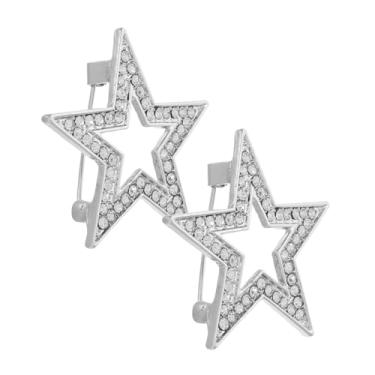 Imagem de Broche de liga pentagrama de 2 peças para mulheres, acessório de roupas decorativas, design elegante de desenho animado para bolsas e cachecóis