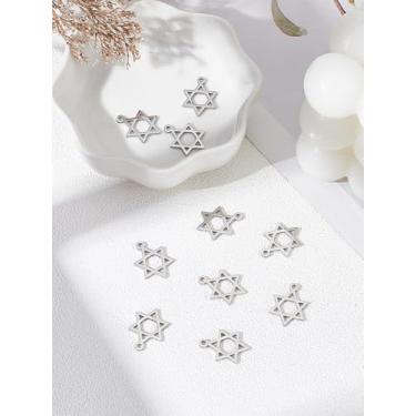 Imagem de 10 peças de pingentes de estrela de Davi, 201 pingentes de aço inoxidável, acessórios de pingente retrô para fazer joias, colar faça você mesmo, brincos achados, suprimentos artesanais, 16 x 12 x 1 mm