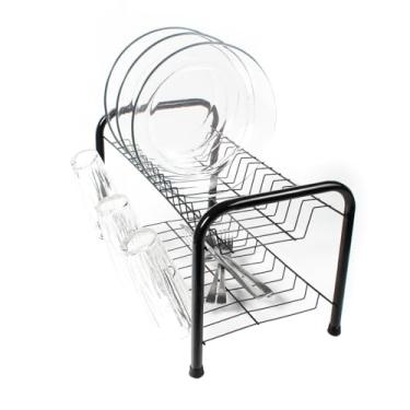 Imagem de Escorredeira de louça Bancada Pia 13 Pratos Cozinha Escorredor Berço Prata Preto Rosa Fiver (Preto)