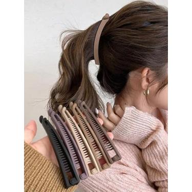 Imagem de 5 peças femininas em forma de banana leve de plástico fosco grampo de cabelo minimalista cor sólida acessório de garra de cabelo uso diário acessórios de cabelo presente para amigos