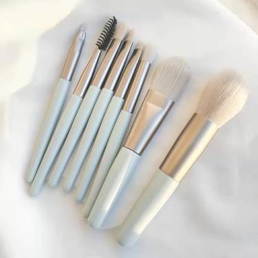 Imagem de Conjunto de pincéis de maquiagem profissionais, kit de pincéis de maquiagem para viagem, mini pincel de mistura de sombra, cinza claro