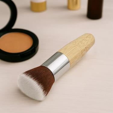 Imagem de Conjunto de pincéis de maquiagem profissionais Kabuki, pincéis de base de 2 peças, tops planos e angulares