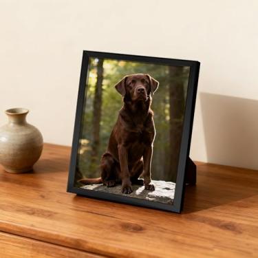 Imagem de Porta-retrato de 9 x 12,7 cm, estilo moderno, para parede e mesa, suporte decorativo para fotos, acabamento minimalista brilhante, ideal para casa (preto)