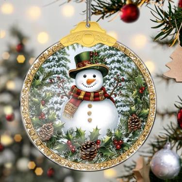 Imagem de Enfeites de Natal, boneco de neve, cristal pendurado, enfeites de árvore de Natal feitos à mão, decoração de carro e casa - presentes de Natal, decoração de artesanato em acrílico, ideias de troca de