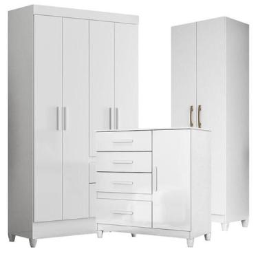 Imagem de Guarda Roupa Infantil Madri com Cômoda Vênus com pés e Armário Multius