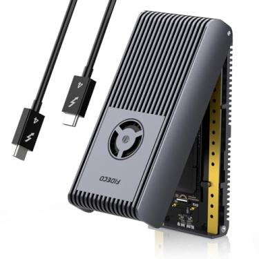 Imagem de FIDECO Gabinete M.2 Nvme De 40 Gbps, Ssd Usb4 Para M1 M2 Pro/Max Com Ventoinha Resfriamento, Compatível Thunderbolt 4/3, Usb4/3.2/3.1/3.0, Corpo Totalmente Em Liga Alumínio, Design Estilo Sanduíche