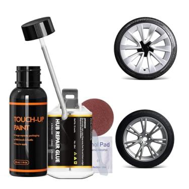 Imagem de XTryfun Tinta de retoque Sonic Silver Rim para Tesla Model 3/Y/S/X Cyclone/Stiletto/Slipstream/Tempest/Helix/Apollo Wheels, kit de reparo de aro para consertar aros arranhões, lascas e danos na