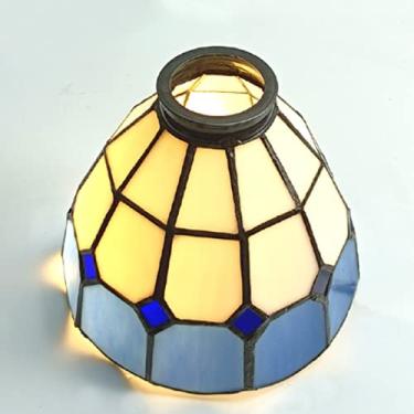 Imagem de NADUOXRK Abajur De Vidro Colorido Estilo Tiffany Naduoxrk, Branco E Azul, Lustre Galhos, Luminária Parede Substituição, Diâmetro 6"