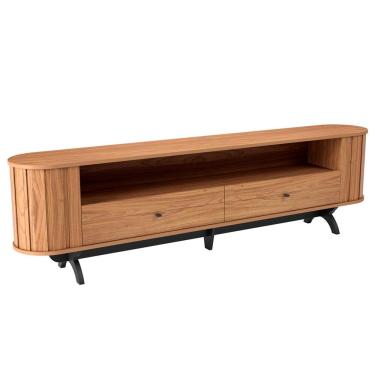 Imagem de Rack Para Sala de Estar TV 60 Pol Orgânico 220cm Penina D03 Freijó Preto Fosco - Lyam Decor