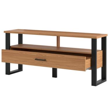 Imagem de Rack Para Sala de Estar TV 55 Pol 1 Gaveta York D03 Freijó Preto Fosco - Lyam Decor