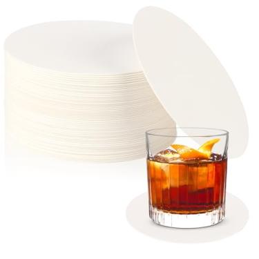 Imagem de Yoodelife Porta-copos de papel branco (1 mm de espessura), porta-copos redondos descartáveis de papelão de 10 cm de diâmetro, espaços em branco para bebidas, artesanato, artesanato, artes, casamentos