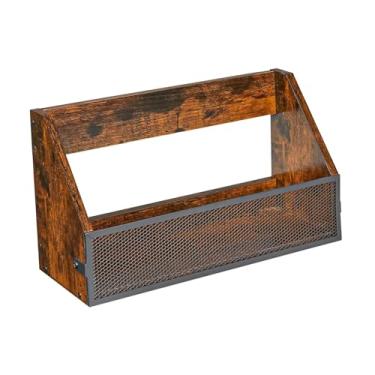 Imagem de IEUDNS Suporte de para armazenamento de revistas, suporte decorativo de madeira, malha de metal, organizador de mesa para álbum, de mesa para hotel