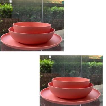 Imagem de ogo de 3 Pratos Resistente Linha Colours – Variedade de Cores, Livre de BPA e Uso no Micro-ondas | Prato Raso, Fundo e Bowl Modernos(Kit 2 jogos de pratos/Blush)