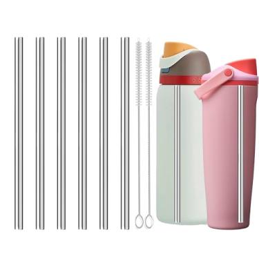 Imagem de Haundry 6 peças de substituição de canudo de metal compatível com Owala FreeSip Sway, garrafa de água FreeSip de 1,134 g, com 2 limpadores de palha, canudos reutilizáveis de aço inoxidável para Owala