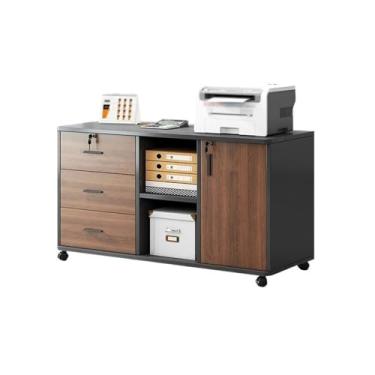 Imagem de Armário de Arquivos Armário de arquivo curto armário gaveta armazenamento móvel impressora colocação gabinete rack multicamadas com porta