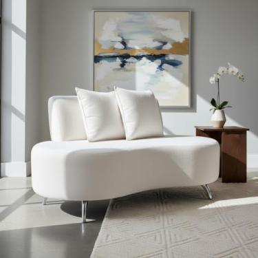 Imagem de Sofá Curvo Orgânico Escritório Sala Studio 2 Almofadas Feijão