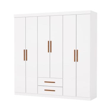 Imagem de Guarda Roupa Aries 6 Portas Sem Espelho E Sem Pe Carioca Moveis Branco