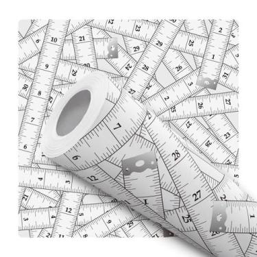 Imagem de Papel De Parede Adesivo Lavável Ateliê Fita Métrica Costura 10m - Deli