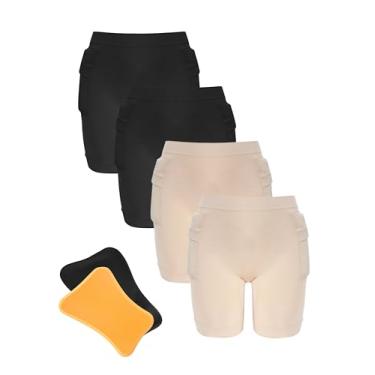 Imagem de TIICHOO Shorts femininos protetores de quadril para idosos, prevenção de quedas de lesões, alta absorção de impacto, 2 preto/2 bege, M