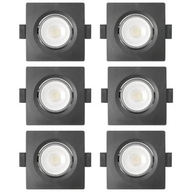 Imagem de Kit 6 Spot De Led Embutir Slim Mr16 Quadrado 6w Preto Bivolt 6500k Frio