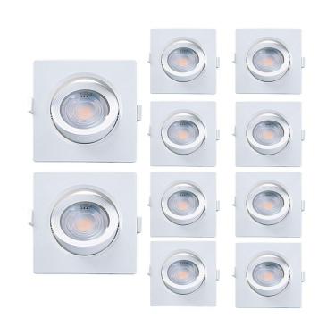 Imagem de Kit 10 Spot De Led Embutir Alltop Par20 Quadrado 7w Bivolt Taschibra 4000k Luz Neutra