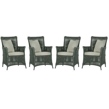 Imagem de 4 Poltronas Igapó Alumínio Pintura Preta Corda Náutica E3 Verde