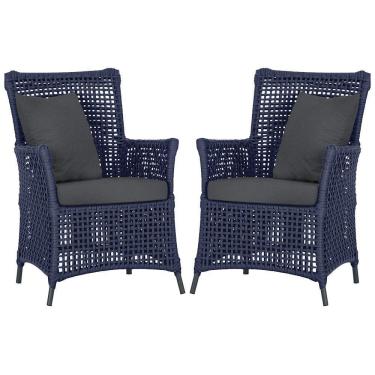 Imagem de Poltronas Igapó Alumínio Pintura Preta Corda Náutica E11 Azul