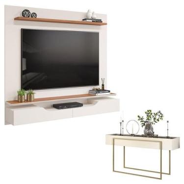 Imagem de Painel para Tv Levi Off White Freijó e Aparador para Sala Petri Off Wh
