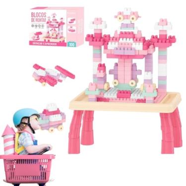 Imagem de Mesa Infantil Educativa Com Blocos De Montar Interativa Kizumba (ROSA)