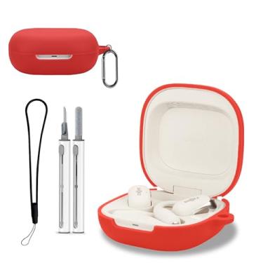 Imagem de KONXISA Capa protetora para SHOKZ OpenFit 2+, capa protetora com kit de limpeza, capa protetora de silicone macio, acessórios para cordão e chaveiro, impermeável, à prova de poeira, à prova de choque