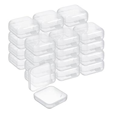Imagem de Heclia 24 recipientes de armazenamento de plástico, organizador de caixa de joias pequena transparente com tampa articulada, mini caixa de armazenamento quadrada portátil com contas anti-oxidação para