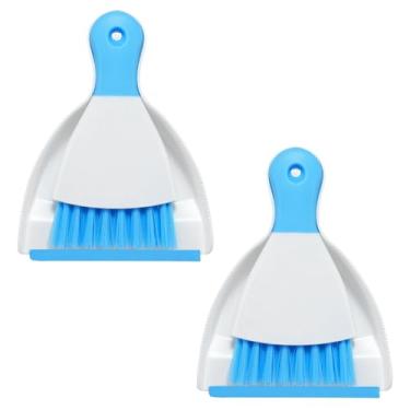 Imagem de NACENA Conjunto de 2 mini pá de lixo e escova, conjunto de vassoura pequena e pá de poeira e mini vassoura de mão, conjunto compacto para mesa doméstica, teclados, sofá, cozinha, animais de estimação