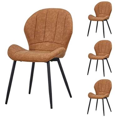 Imagem de Conjunto de 4 cadeiras modernas de sala de jantar de cozinha com 4 cadeiras de jantar acolchoadas de poliuretano modernas cadeiras de lazer com encosto alto para escritório, cozinha, festas, café da