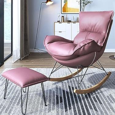 Imagem de Espreguiçadeira moderna para varanda estofada, confortável para quarto interno, poltrona reclinável de acampamento ao ar livre, cadeiras ergonômicas, com apoio para os pés.