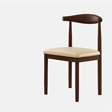 Imagem de Cadeira de jantar moderna para sala de maquiagem, banco decorativo, cadeira de jantar de madeira com braços, poltronas de sala de estar, almofada de couro PU, cadeira de bar, restaurante, bistrô, sala