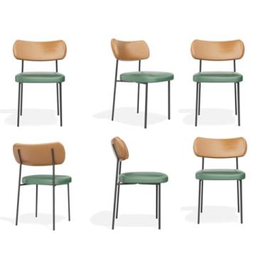 Imagem de Kit 6 Cadeiras Estofadas Melissa Sala de Jantar Cozinha Aço Carbono (Verde/Whisky)