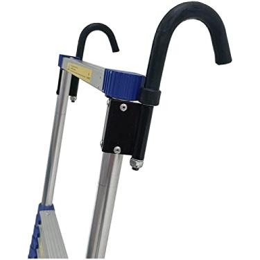 Imagem de OKUOKA Escada telescópica com ganchos, escadas de extensão telescópica de alumínio de 8 m/7 m/6 m/5 m/4 m/3 m/2 m/1 m de altura para casa/sótão/trailer/teto externo, carga 150 kg (tamanho: 2,4 m/7,9