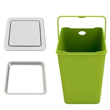 Imagem de Lixeira embutida para armário, calhas de lixo inseridas na bancada, lixeira embutida em aço inoxidável, tampa de lixeira com aba automática, recipiente de lixo