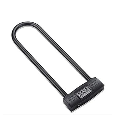 Imagem de Bloqueio de senha em forma de U para bicicletas de porta de vidro/fechadura de porta de vidro proteção resistente cadeado de portão longo (cor: preto)
