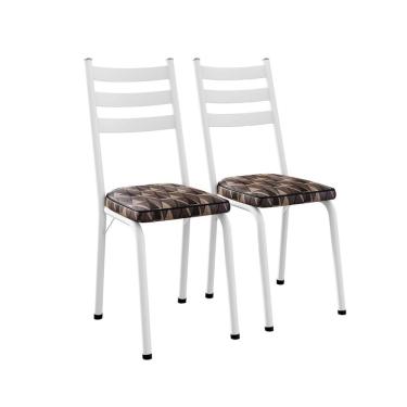 Imagem de Conjunto com 2 Cadeiras New Revestimento Sintético Palha Mosaico e Branco