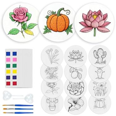 Imagem de Reofrey 24 kits de pintura mágica inchada – kit de pintura de textura de espuma 3D com 12 padrões com 3 canetas de pintura, 2 conta-gotas, 12 cartões de tinta acrílica, esponja de lona mágica para