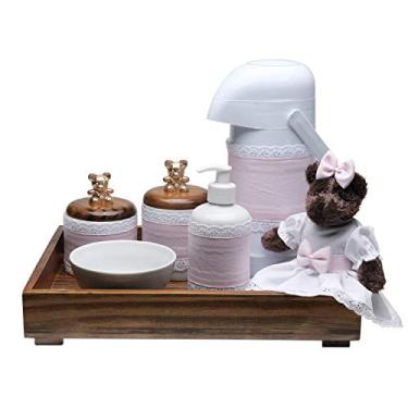 Imagem de Kit Higiene Toys Escuro Ursa Rosa Quarto Bebê Infantil
