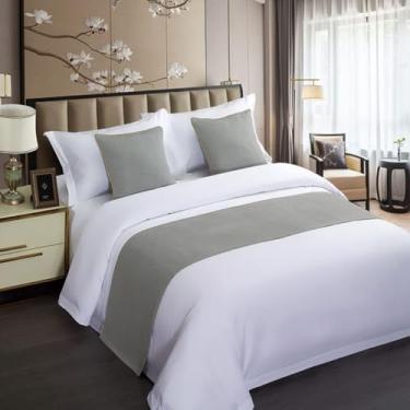 Imagem de Cachecol de corredor de cama de hotel, luxuoso, simples, colchas, decorativo, resistente a vincos, roupa de cama, proteção para quarto, toalha de cauda de cama para cama de solteiro queen king size
