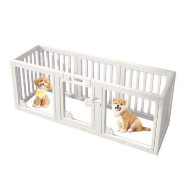 Imagem de Cercadinho de plástico interno para cães, cercadinho para cães com porta, cercadinho seguro para cães, filhotes, gatos, coelhos, furões - caneta de plástico fácil de configurar e limpar com âncoras e